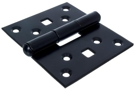 NAJDER Tür-Scharnier 2 Stück, Türband, für massive Türen innen und außen, Edelstahl Scharniere, Türangeln, Türscharnier Beschlag, Schräges Konstruktionsscharnier 90x80mm, schwarz lackiert RAL 9005