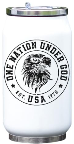 One Nation 1776 Thermosflasche Thermoskanne Thermoskanne Under God USA Weiß