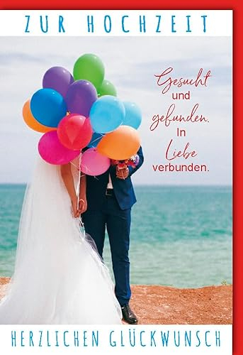 Verlag Dominique Hochzeitskarte Glückwünsche Paar Meer Luftballons - mit Umschlag