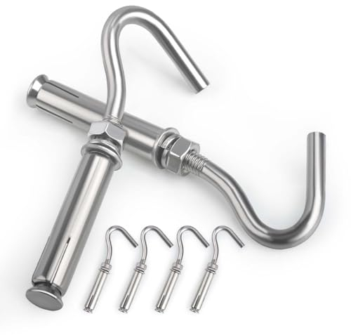 AccEncyc M6 Beton-Wandhaken, 304 Edelstahl, Erweiterungshaken, Standard-offener Tassenhaken, 6 Stück, Dehnschrauben, robuster Betonhaken für den Innen- und Außenbereich (großer offener Haken)