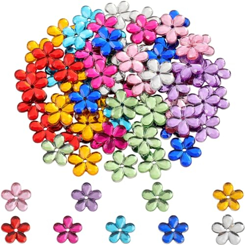 GORGECRAFT 450pz Fiore Strass con Retro Piatto 11mm Mini Fiori in Resina Gemme Ciondoli Floreali con Retro Piatto Bottoni Fai da Te per Scrapbooking Custodia per Cellulare Creazione di Gioielli