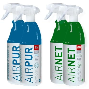 Pack 2 AIRNET + 2 AIRPUR pulverizadores limpiador y elimina olores aire acondicionado 750 ml