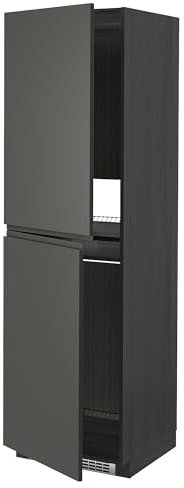 METOD Hochschrank für Kühl-/Gefrierschrank, 60x60x200 cm, Schwarz/Voxtorp Dunkelgrau