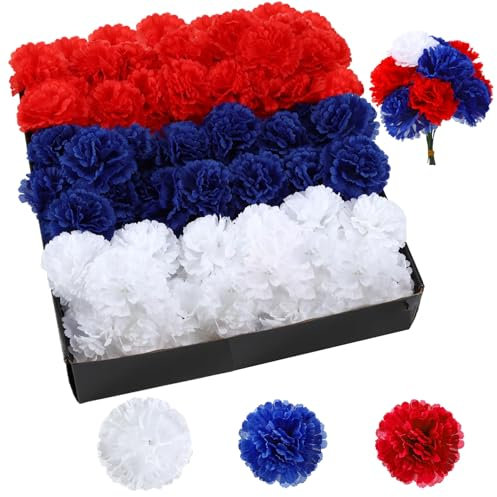 Pastoralist Œillets artificiels, Fausses Fleurs en Soie, pour Arrangements funéraires, Bouquets de Mariage, couronnes de cimetière, Artisanat Bricolage - 180 Single 3,8 tiges