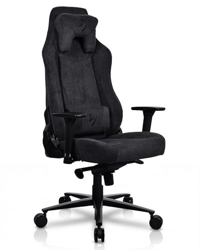 Arozzi Vernazza Gaming Stuhl Soft Fabric Reines Schwarz | ergonomisch, höhenverstellbar, großzügiger Sitz, Stützkissen, schwedisches Design, Homeoffice