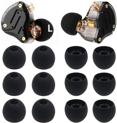 Replacement Earbuds Tips Silicone Ear Tips for KZ ZS10 Pro, Earphones Eartips Large Size 6 Pairs,Black 4233L