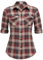 UNibelle Chemise à Carreaux Manches Longues pour Femme - Chemisier Traditionnel Oktoberfest - Veste en Coton - Col en V - Décontracté - Noir/Rouge