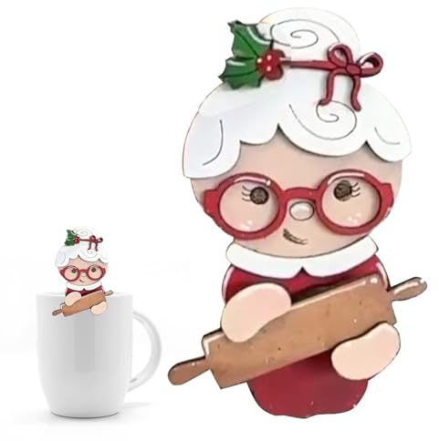 Christmas Cup Marker Wooden Gingerbread Man Santa Claus Cup Markers | Mug Christmas Winter Tray Decor For Holiday Bar Party