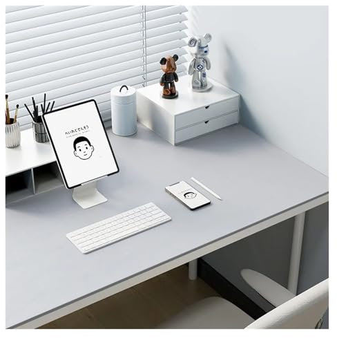 Sous-main de bureau en cuir synthétique - En silicone - Pour étudiants et enfants - Gris - 40 x 120 cm