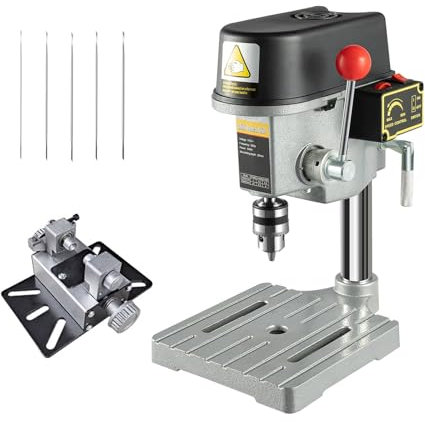 VoOqo Mini Table Electric Drill Press, 340W Multifunction Drill Press Floor Drill Stand, 6-Speed Speed Adjustment 40mm Scale Display for Home Diy Industry Work 0-4mm