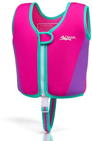OMYAFL Toddler Swim Vest Kids Floaties Boys Girls Swim Float Jacket Buoyancy Swimwear (Pink, Large(4-6yrs/45-60lbs))