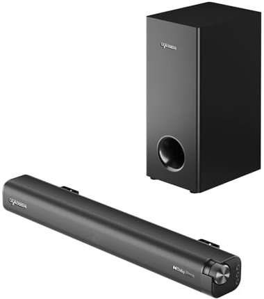 LEADSIGN Barra de Sonido para Dispositivos de TV con Dolby Atmos, subwoofer con Cable, Sistema de Sonido Envolvente 3D, Altavoz de Cine en casa de 2,1 Canales, Barra de Sonido de 120 W con 4 Modos de