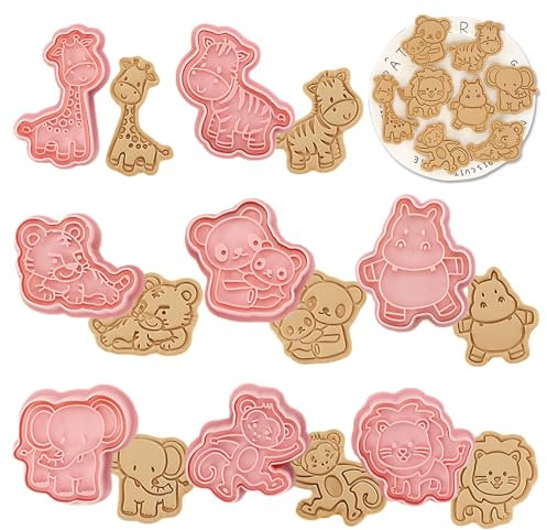 WishesMar Formine Biscotti Animale Forestale 3D Stampi Biscotti Tagliabiscotti con 8 pezzi Stampa per la Cottura in Cucina, Fondente, Cottura di Decorazioni Festive DIY, Accessori per Pasticceria