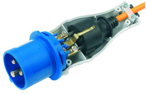Adattatore da spina schuko 16A a spina industriale 230V 3 Poli 2P+T, IP44, ideale per il collegamento di elettroutensili a prese industriali