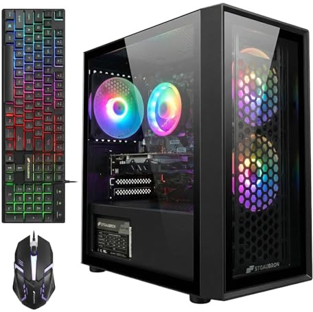 STGAubron Gaming PC Desktop,Core I5,RX 560 4G,16G RAM,512G SSD | Gaming Computer Tower for Streaming,Video Editing,Home,School,I5 up to 3.6GHz,ARGB Fan,WiFi 6,BT 5.0,4K DP,HDMI,Win11 Home