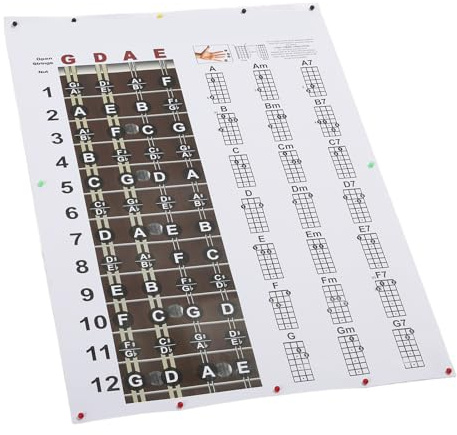 SEAFRONT Mandolinen -Akkorddiagramm, Fingerpositionsplatte für Anfänger und Zwischenspieler, Easy Music Theory Aid, 40 X 56 Cm, Geeignet für Mandolinenlernen Geeignet