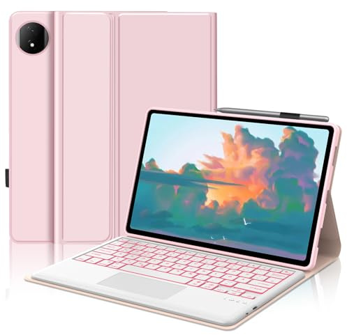 FOGARI Hülle mit Tastatur für Honor Magic Pad 2 Tablet 12,3 Zoll | Keyboard Case Magnetisch Abnehmbarer Bluetooth für Honor Magic Pad 2 mit Trackpad und 7 Farben Beleuchtungm, Rosa