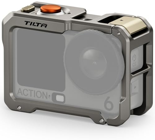 Tilta Action 6 Cage, Vollständiger Kamerakäfig Kompatibel mit DJI Osmo Action 6 – Titangrau TA-T95-FCC-TG