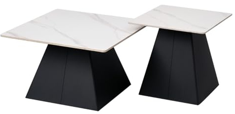 exitodesign Couchtisch 2er Set Quadratisch Mavia 50x50 cm und 70x70 cm - Bedside Table Concept Tisch Trendiger Moderner - Architekturtisch Stilvoller Nachttisch oder Wohnzimmertisch Pulverbeschichtet