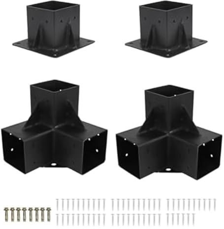 Lawnoval Kit di 4 staffe per pergola, interni 3,5 x 3,5, in acciaio inossidabile nero, per pergolati, coperture per patio e strutture esterne