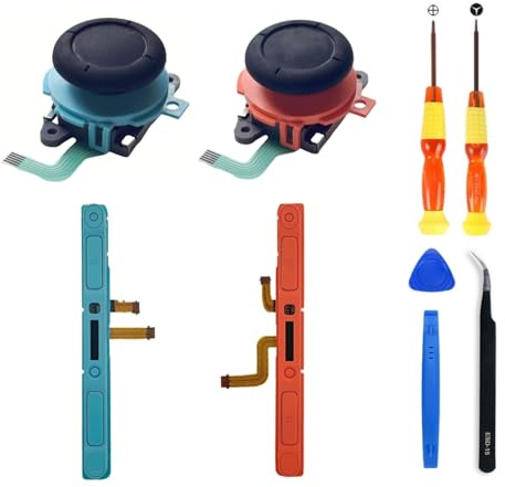 Hzxkqmil Joysticks + Capteur de Glissières pour Nintendo Switch 2 (2025) | Module de Joystick Analogique et Glissières Gauche et Droite avec Câble Flexible Pièces de Réparation pour Switch 2 Manette