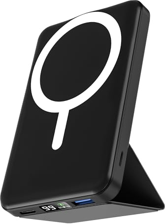 Podoru Power Bank per MagSafe, 10000mAh Pieghevole Magneitco Powerbank | 22.5W PD Ricarica Rapida, Display LED, con cavo USB-C Wireless Caricatore Portatile per iPhone 17/16/15/14/13/12 Serie