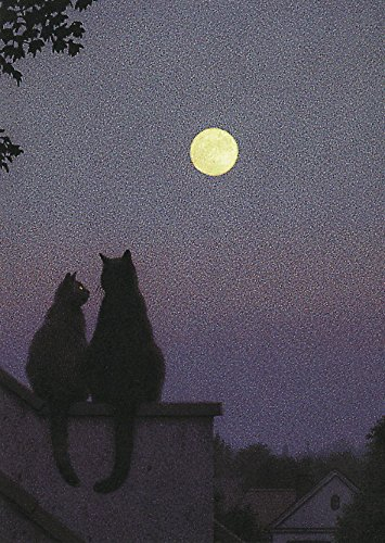 Inkognito Postkarte A6 • 2843 ''Vollmond Künstler: Quint Buchholz • Liebe & Romantik • Katzen
