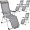 Casaria® Gartenstuhl mit Fußteil 4er Set 7fach Verstellbar Liegefunktion Alu Faltbar Klappbar Hohe Rückenlehne Campingstuhl Klappstuhl Hochlehner Grau