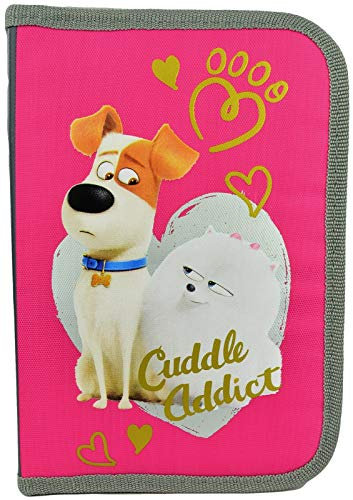 Goldkids The Secret Life of Pets Federtasche 21 x 14 x 3,5 cm Federmappe aufklappbar Federmäppchen für 28 Teile Schüleretui rosa