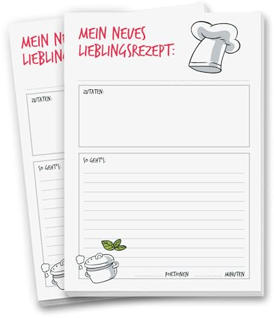 Rezept-Block im 2er Set I 50 DIN A4 Rezept-Blätter I Meine Lieblingsrezepte zum selber-schreiben sammeln notieren I dv614