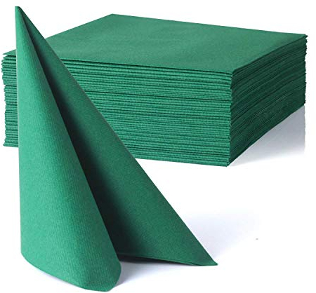 MORGIANA 50 Stück Servietten Grün Weihnachtsservietten Einwegservietten Leinen Feeling Party Servietten Hochzeitsservietten 40x40cm