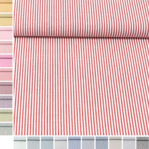 MAGAM-Stoffe Mona Streifen Kinder Baumwollstoff Oeko-Tex Meterware 50cm Rot (Gewebt, Gestreift, Stoff, Baumwolle, Kinder, FABRIC, Mona, Rot)