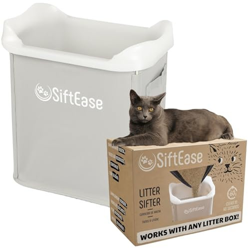 SiftEase Litter Box Cleaner Litter Sifter - Works with Any Cat Litter Box, Fast Cleaning, Eliminate Odors, Simply Pour into XL Litter Scoop, Reduce Waste, Reuse Litter