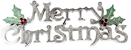 Amosfun Frohe Weihnachten Türhänger Weihnachtsbaum Ornament Urlaub Schilder Dekoration Party Deko (Silber)