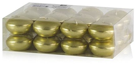 Wiedemann Kerzen Schwimmkerzen Gold Ø 45 mm, 24 Stück, rußarm, hochwertiger Docht, Made in Germany