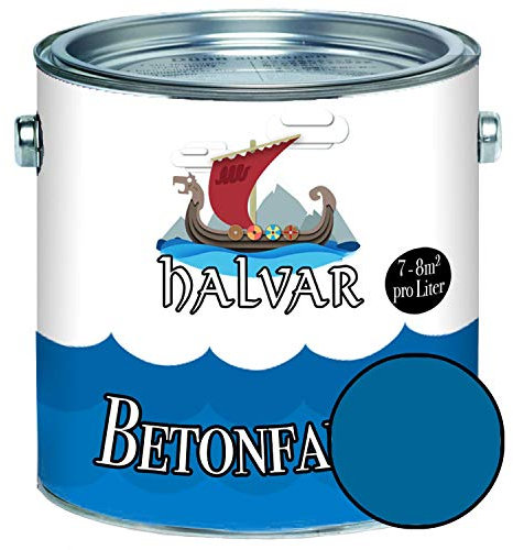Halvar Betonfarbe/Bodenbeschichtung SEIDENMATT Blau RAL 5000-5024 Fassadenfarbe (10 L, RAL 5017 Verkehrsblau)