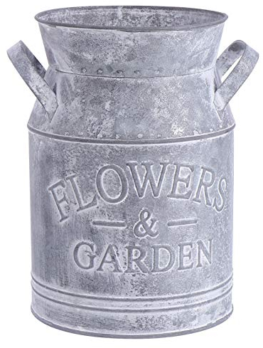 YARNOW Vintage Blumenvase Rustikale Milchkanne Shabby Chic Deko Eisen Blumentopf Landhaus Vase Metall Eimer Retro Übertopf Kaktus Sukkulenten Topf für Büro Balkon Wohnzimmer Tischdeko
