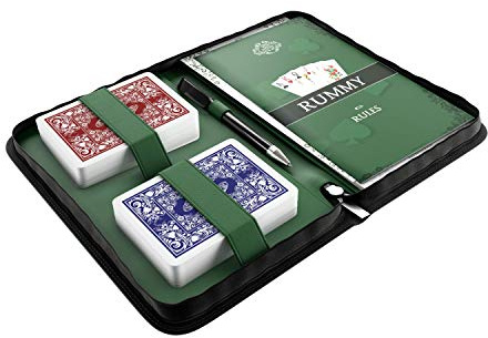 Bullets Playing Cards, Rommee Set, 2X Rommekartendeck in Kunstleder Etui, mit Regelheft, Stift, Notizblock und Regelcheck-Liste, englische Version