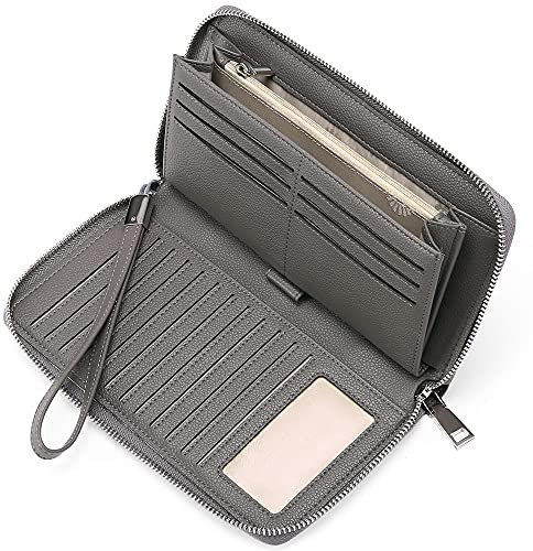 GAEKEAO Damen Geldbörse, große Kapazität Leder Damen Geldbörsen Reißverschluss Kupplung mit RFID-Blockierung und Mehreren