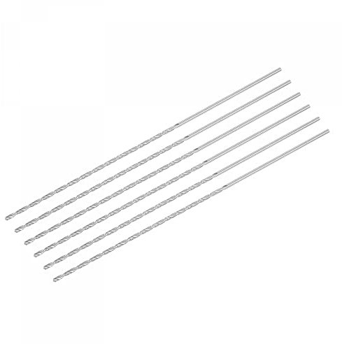 sourcing map HSS(High Speed Steel) Extra Long Twist Drill Bits, 2.5mm Drill Diameter 250mm Length 6 Pcs