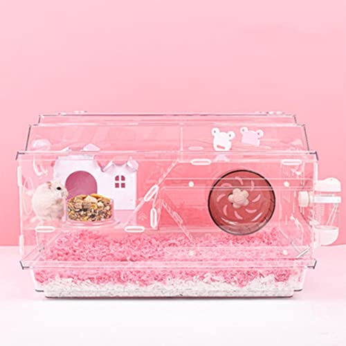 xixi-home Hamsterkäfig Syrischer Hamsterkäfig für Zwerghamster, syrischer Hamster, Käfig, Meerschweinchen, Tragetasche aus Acryl, 47 x 31 x 31 x 31 cm, Rosa