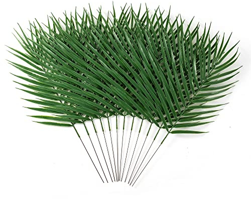 ATFL Große künstliche Palmenzweige für Palmsonntag, 12 Stück Palmblätter-Dekoration, tropisches Blatt mit Stiel, Palmblätter, Party-Dekorationen, künstliche Palmenblätter-Dekoration (48 cm)