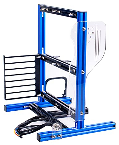 Yunseity DIY ITX MATX ATX Computer Open Air Case, Aluminum Open Frame Computer Case, PC Test Bench Vertical Motherboard Chassis DIY Kit(Blue Black)