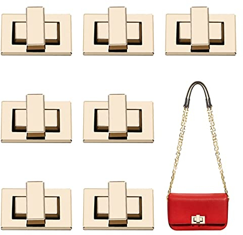 Serrature per Borse, Borsetta Chiusure in Metallo 7 pezzi Twist Turn Lock Chiusura,Chiusura Fibbia Borsa per Borse Valigia Portafogli e Borse Artigianali Fai-da-Te