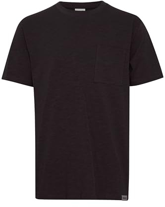 !Solid SDDurant Herren T-Shirt Kurzarm Shirt Basic mit Brusttasche Hochwertige Baumwoll-Qualität Rundhalsausschnitt Überschnittene Schultern Oversize Fit, Größe:L, Farbe:True Black (194008)