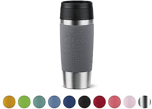Emsa N20205 Travel Mug Classic Gobelet isotherme 0,36 l | Bouchon à vis confortable | Acier inoxydable | 4 h chaud et froid 8 h | 100% étanche | Passe au lave-vaisselle | Ouverture à 360° | Gris