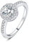 JewelryPalace Klassisch Rundschliff 1ct Zirkonia Halo Promise Ring Damen, Schmuck Set, Verlobungsring Damenring Silber 925 mit Stein für Frauen, Simulierte Diamant Jubiläum Eheringe Silberring 62