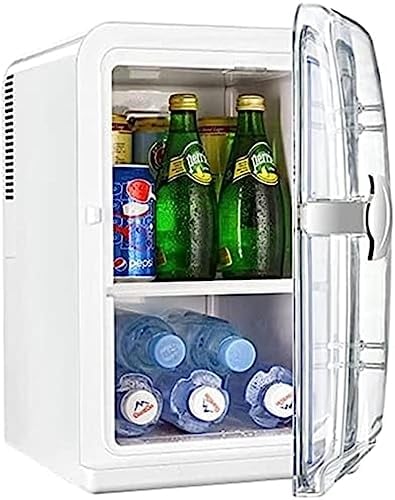 CHONGHAN Mini Fridge 15 Litres Cooler Warmer and Small Refrigerator with AC/DC Power 12 V Portable Makeup Skincare Cosmetics Fridge Mini Fridge for Room with Glass Door