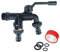 Beruyu Wasserhahn Garten, Doppel Auslaufhahn 3/4 Zoll aus Messing rost-und frostsicher, Doppelwasserhahn mit 2X 3/4 Zoll Abgänge, für Garten, Waschmaschine, Regentonne, Schwarz