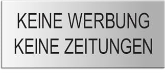 Cartello Nessuna pubblicità Nessun giornale alluminio anodizzato argento opaco 60 x 25 mm